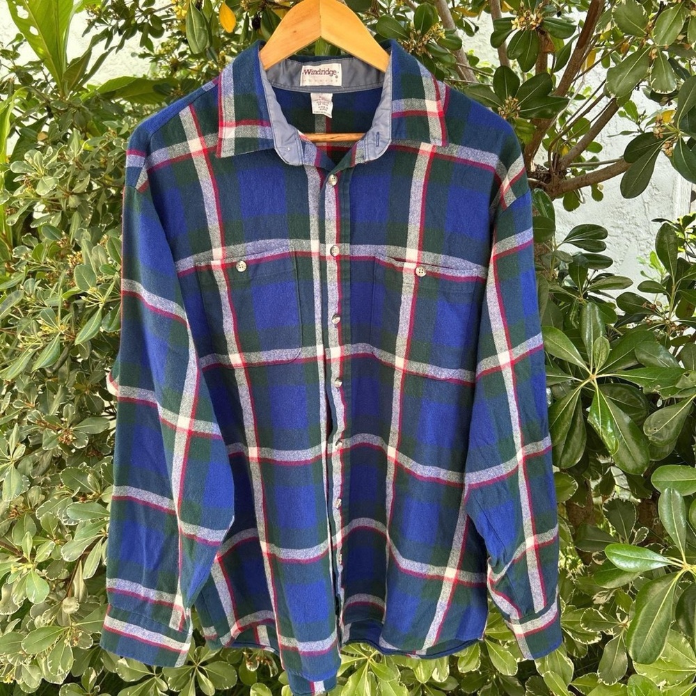 Vintage 90s Windridge Korea Plaid Flannel Shirt XLT 25x30.5
